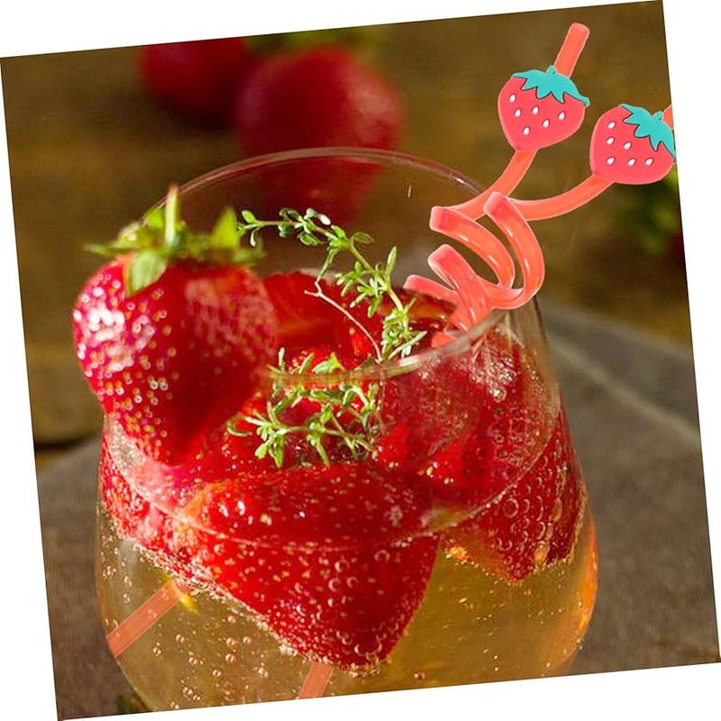12Pcs Fruit Shaped Spiral Drinking Straws Summer Birthday Party Decorations - Image 3